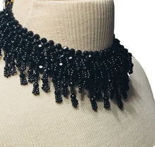 Load image into Gallery viewer, Vintage Black Beaded Fringe Choker
