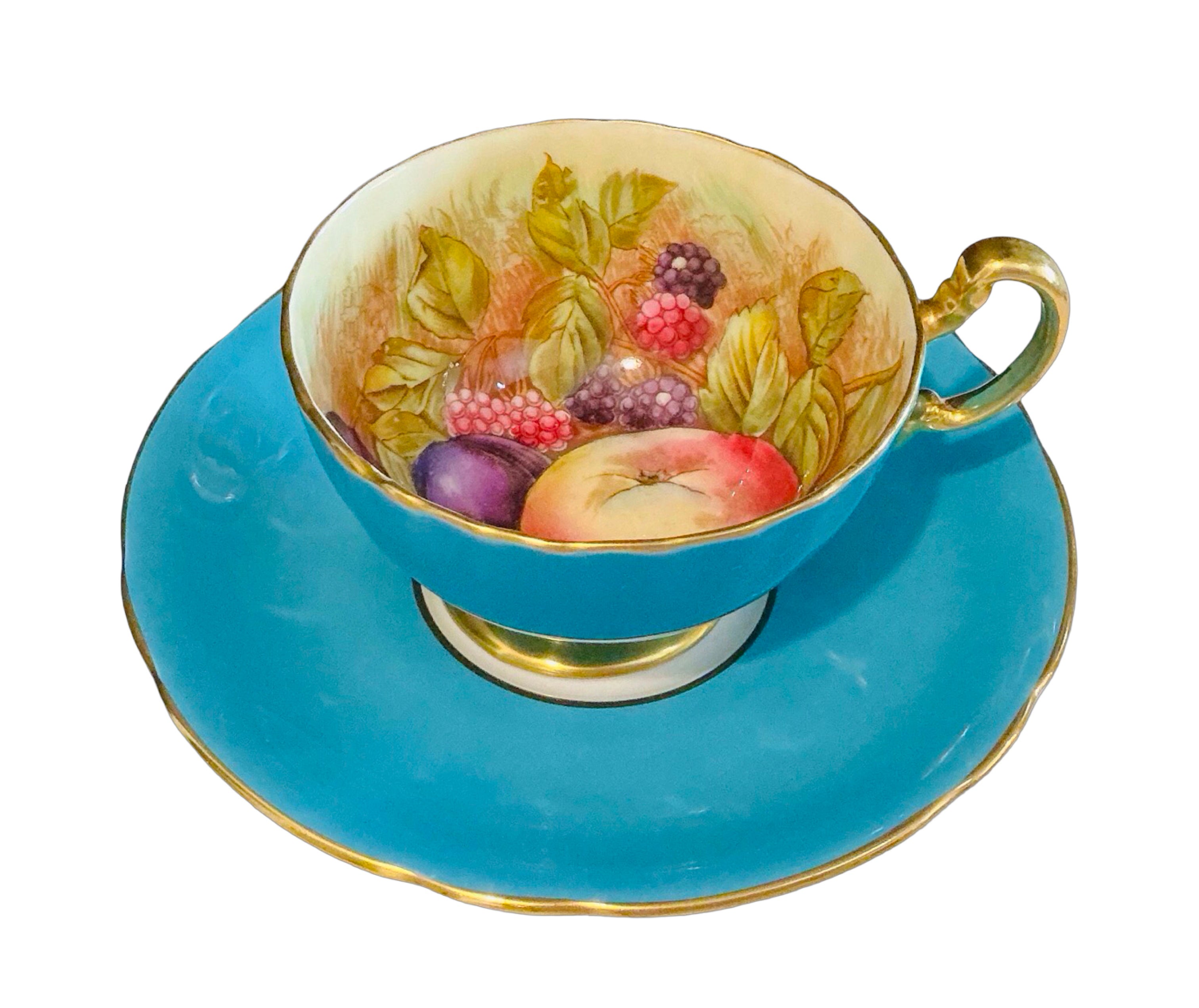 Aynsley China - AYNSLEY カップ&amp;ソーサー(ペア) オーチャードゴールド グリーン&amp;ブルー Sold Out】AYNSLEY エインズレイ オーチャードゴールド カップ