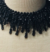 Load image into Gallery viewer, Vintage Black Beaded Fringe Choker
