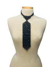 Load image into Gallery viewer, Vintage Black Beaded Tie Necklace
