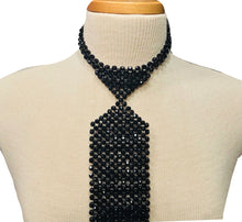 Load image into Gallery viewer, Vintage Black Beaded Tie Necklace
