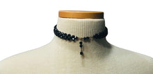 Load image into Gallery viewer, Vintage Black Beaded Tie Necklace
