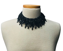 Load image into Gallery viewer, Vintage Black Beaded Fringe Choker
