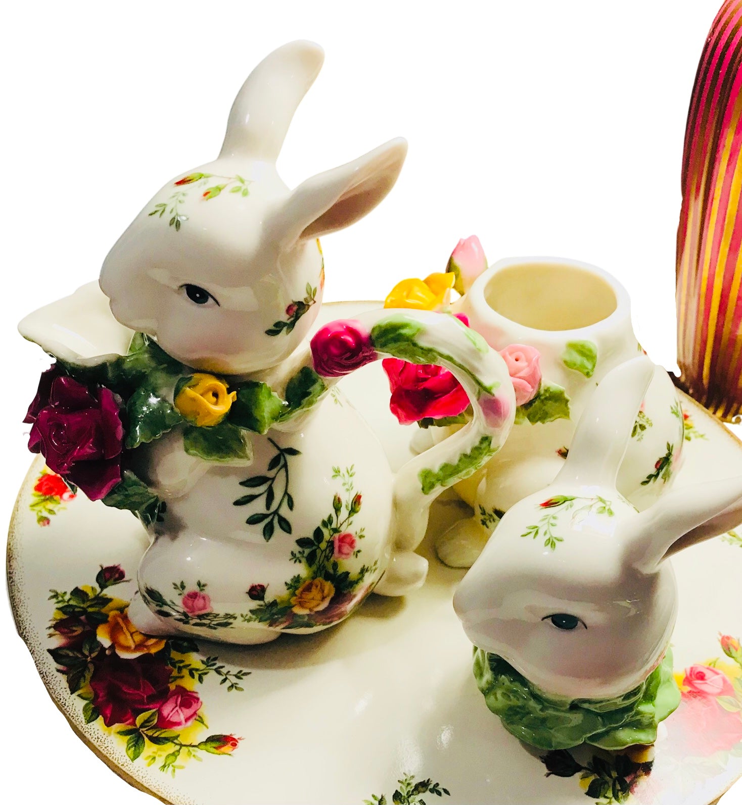 Reserved: Royal Albert Old Country Roses Rabbit Tea Set + Cork Trivet ...