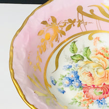 Load image into Gallery viewer, Stunning Limoges Pink Floral and Gold Small Pedestal Bowl France
