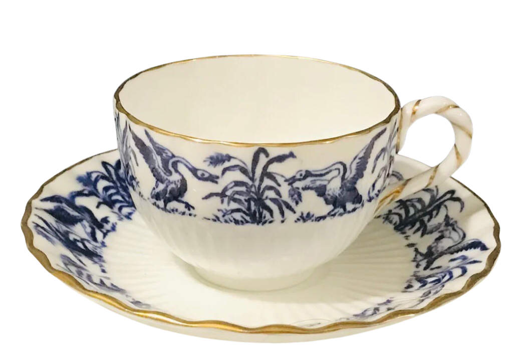 Coalport Blue and White Teacup and Saucer