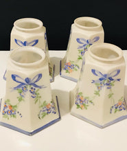 Load image into Gallery viewer, Vintage White Glass Light Shades Hand Painted With Blue Bows-4 Available
