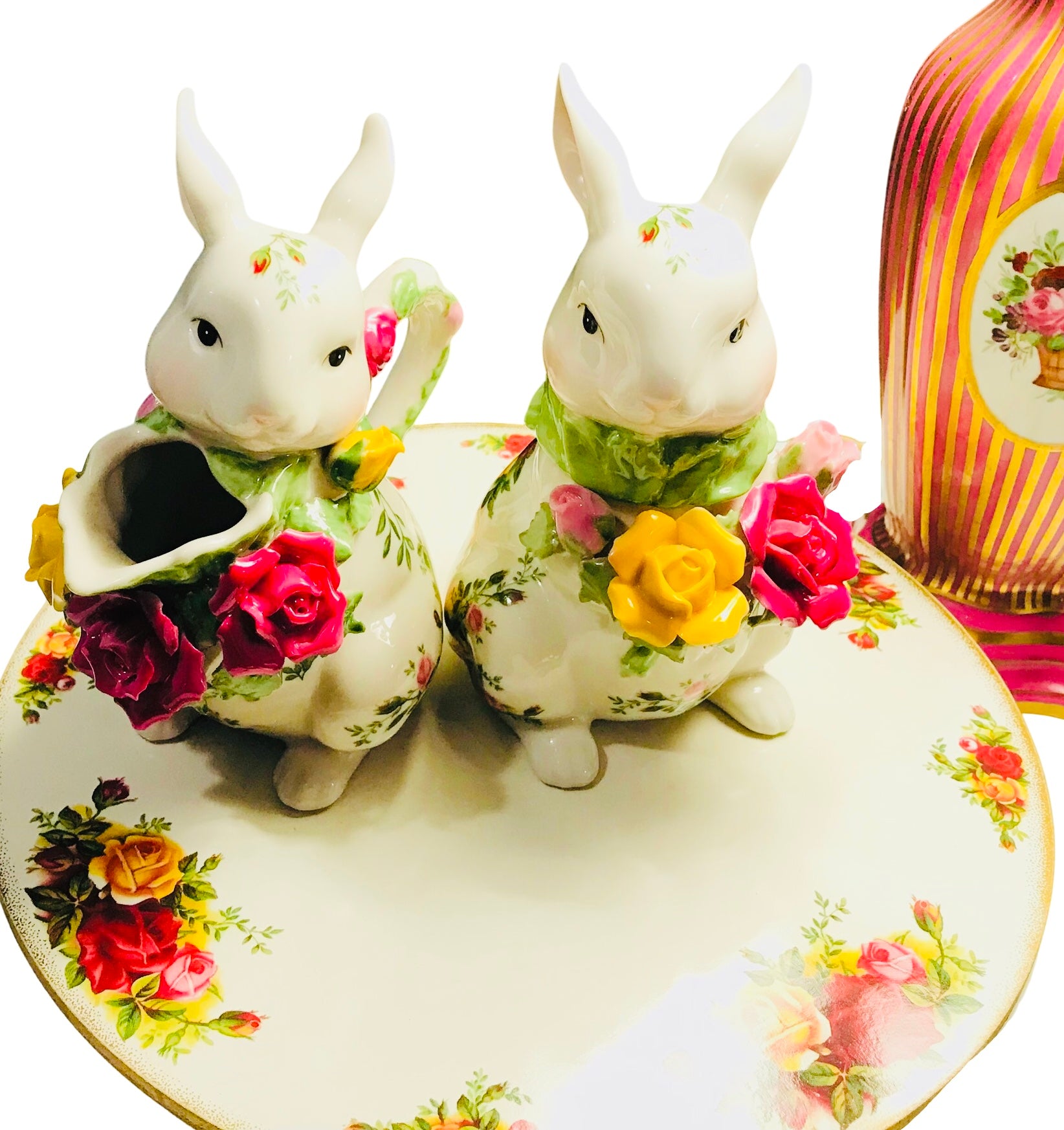 Reserved: Royal Albert Old Country Roses Rabbit Tea Set + Cork Trivet ...