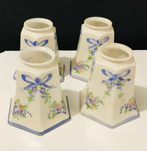 Load image into Gallery viewer, Vintage White Glass Light Shades Hand Painted With Blue Bows-4 Available
