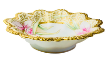 Load image into Gallery viewer, Stunning Nippon Hand Painted Gold Moriage Slip Painted 11 Inch Diameter Orchid Bowl
