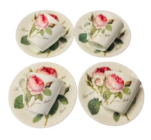 Load image into Gallery viewer, Set of 4 Redouté Rose Demitasse Cups
