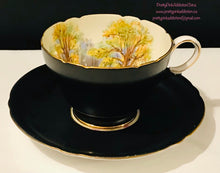 Load image into Gallery viewer, Rare Shelley Black Matte Floral Teacup and Saucer
