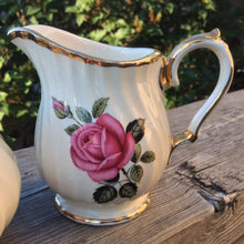 Load image into Gallery viewer, Pretty In Pink-Sadler Swirled Pink Rose Creamer and Sugar Bowl
