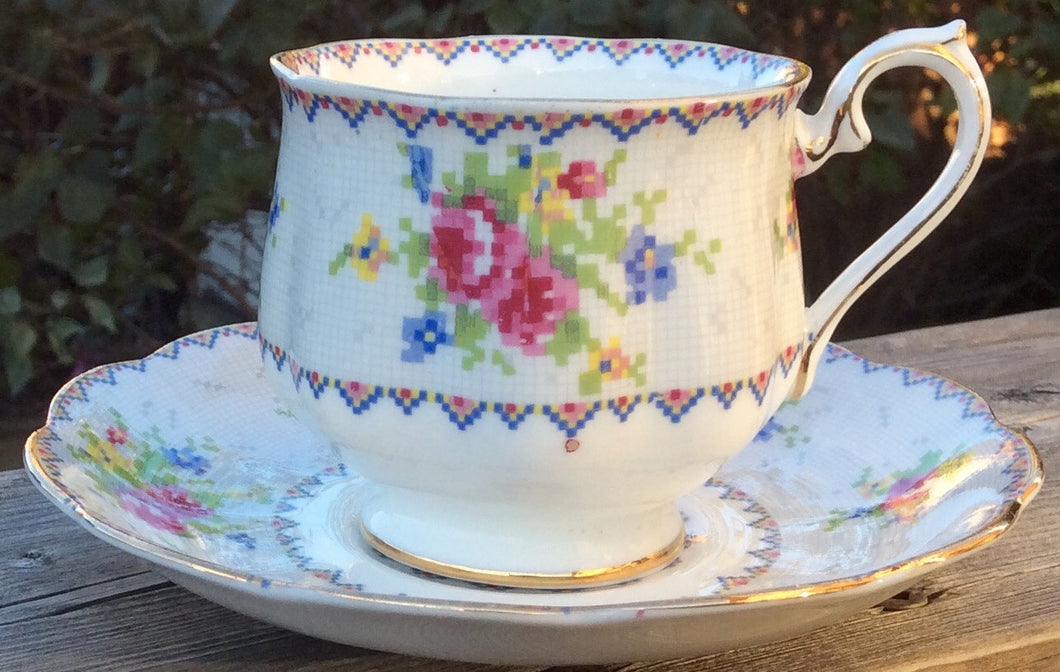 Pretty in Pink-Royal Albert Petit Point