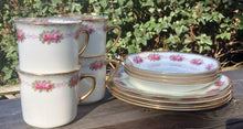 Load image into Gallery viewer, Pretty in Pink-Set of 4 Allerton&#39;s Bone China England Demitasse Trios
