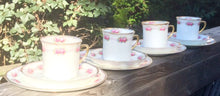 Load image into Gallery viewer, Pretty in Pink-Set of 4 Allerton&#39;s Bone China England Demitasse Trios
