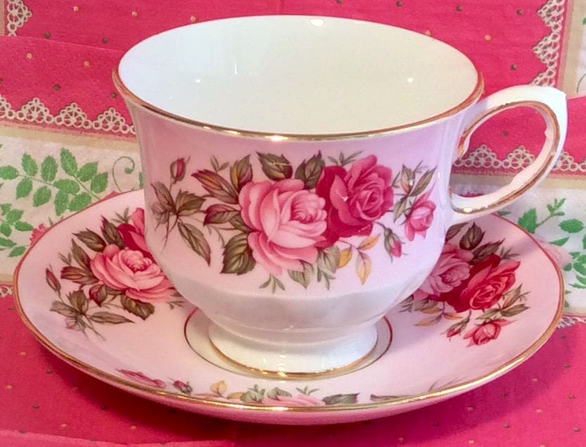 Pretty in Pink-Queen Anne Teacup and Saucer