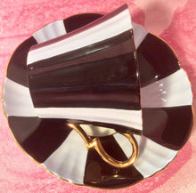 Load image into Gallery viewer, Pretty In Pink-and Black-Royal Standard Harlequin Pedestal Teacup and Saucer
