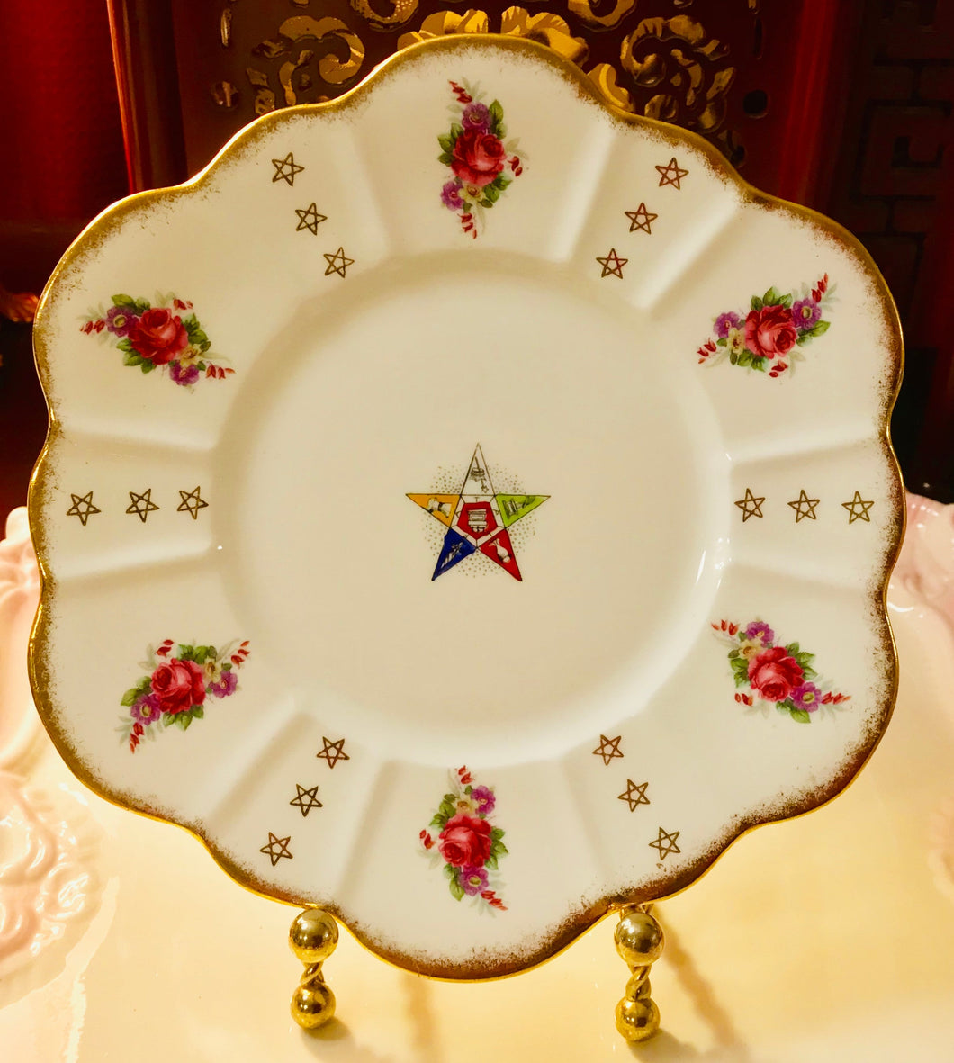 Pretty in Pink-Royal Stuart Spencer Stevenson Order of the Eastern Star 8.25 Inch Plate