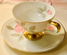 Load image into Gallery viewer, Pretty in Pink-Sweet Pink Roses Pedestal Teacup and Saucer Japan
