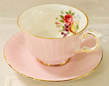 Load image into Gallery viewer, Pretty In Pink-Paragon Pink Ribbed Teacup and Saucer
