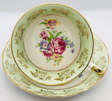 Load image into Gallery viewer, Pretty in Pink-and Green-Regency Bone China Teacup and Saucer
