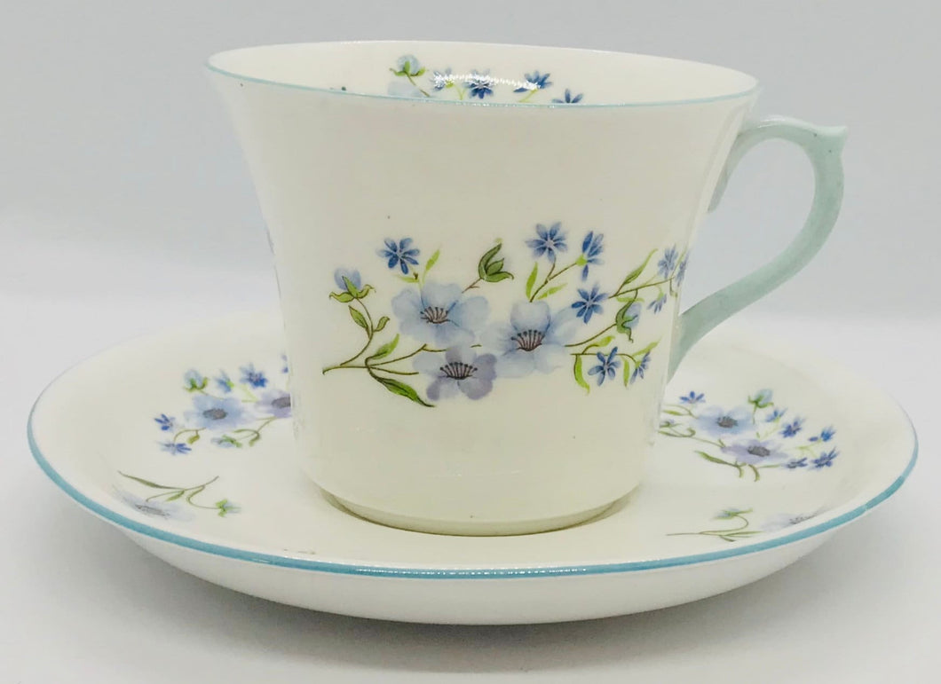 Pretty in Pink-Shelley Number 13591 Blue Rock Cup and Saucer