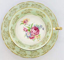 Load image into Gallery viewer, Pretty in Pink-and Green-Regency Bone China Teacup and Saucer
