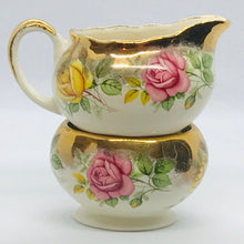 Load image into Gallery viewer, Pretty in Pink-Sandland Ware Golden Rose Creamer and Sugar Bowl
