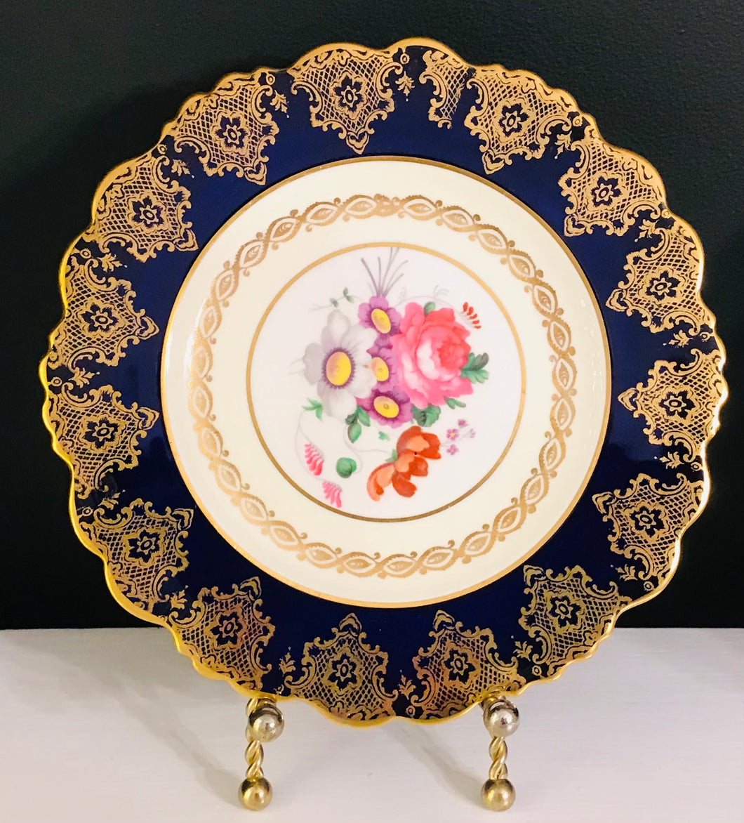 Pretty in Pink-Stunning Paragon Royal Warrant 8.5 Inch Cobalt Blue Floral Plate