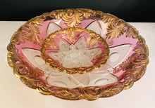 Load image into Gallery viewer, Cranberry and Gold Leaded Glass Bowl-10.25 In and 5.25 In
