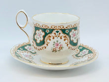 Load image into Gallery viewer, Pretty in Pink-Beautiful Rosina Green And White Teacup and Saucer
