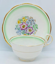 Load image into Gallery viewer, Pretty in Pink-Royal Albert 1930s Green and White Floral Teacup and Saucer
