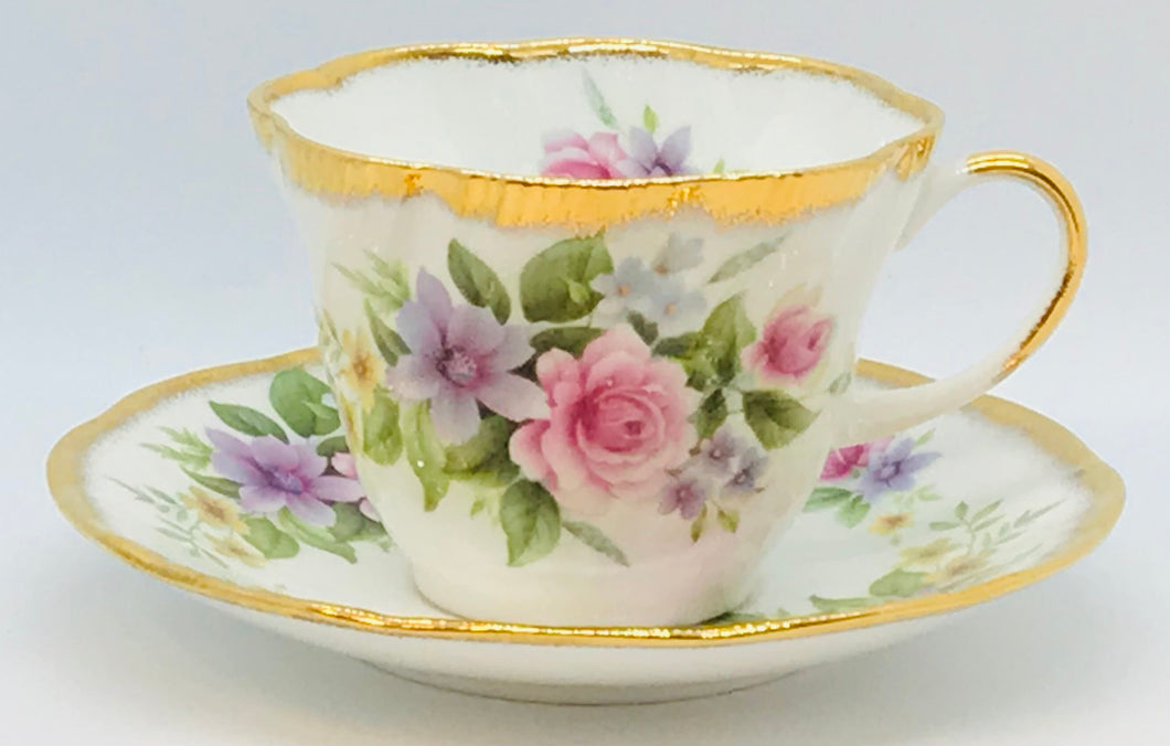 Pretty in Pink-Gorgeous Queen’s Rosina Pink Floral Teacup and Saucer