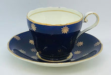 Load image into Gallery viewer, Pretty in Pink-and Blue and Gold Aynsley Demitasse Teacup and Saucer
