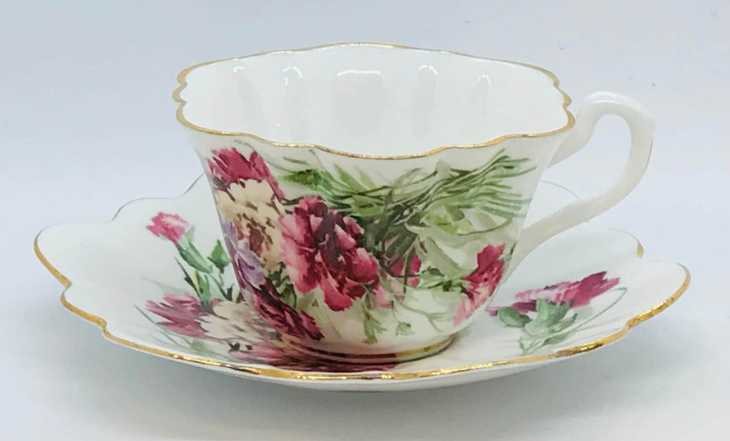 Pretty In Pink-Floral Bone China Teacup and Saucer England