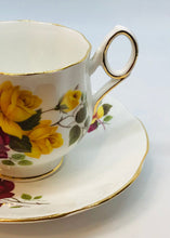 Load image into Gallery viewer, Pretty in Pink-Beautiful Rosina Yellow and Red Roses Teacup and Saucer
