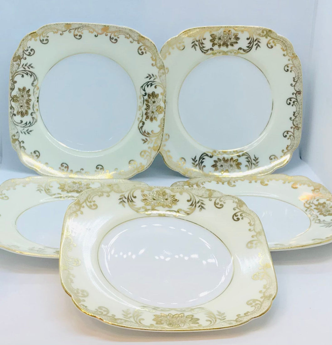 Pretty in Pink: set of 5 Noritake Foreign Pattern 5.5 Inch Plates