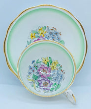 Load image into Gallery viewer, Pretty in Pink-Royal Albert 1930s Green and White Floral Teacup and Saucer
