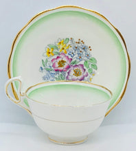 Load image into Gallery viewer, Pretty in Pink-Royal Albert 1930s Green and White Floral Teacup and Saucer
