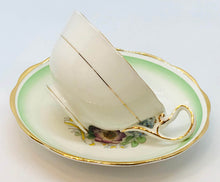 Load image into Gallery viewer, Pretty in Pink-Royal Albert 1930s Green and White Floral Teacup and Saucer

