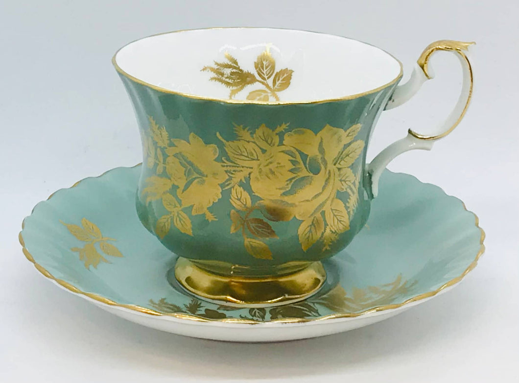 Royal Albert Gold Roses on Green