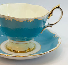 Load image into Gallery viewer, Pretty in Pink-Royal Albert  Blue and Gold Teacup and Saucer
