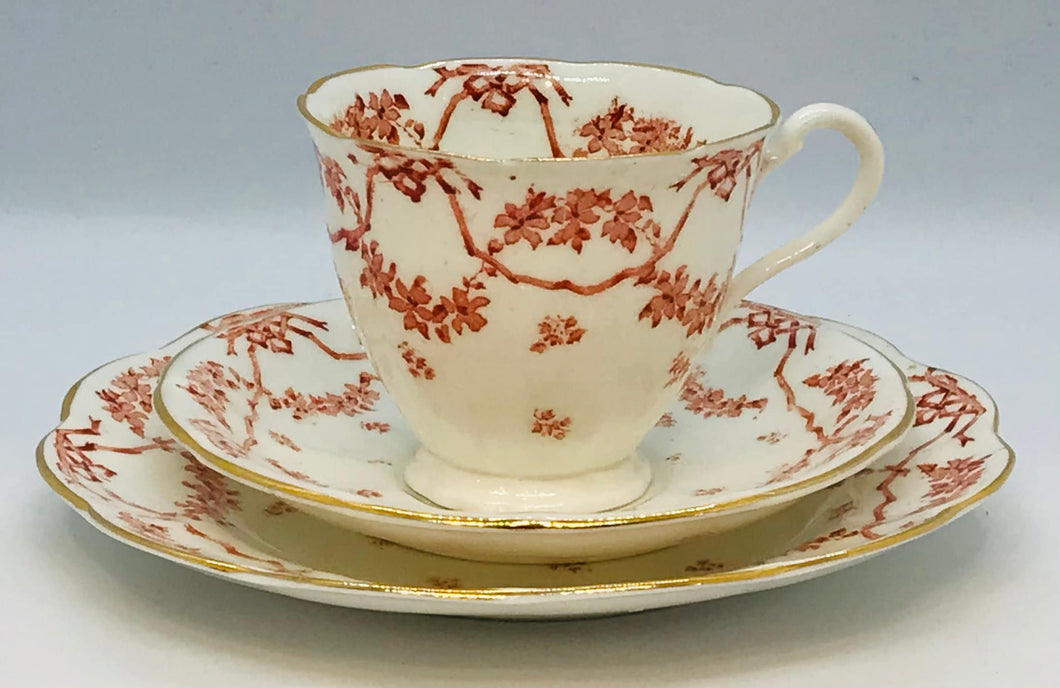 Pretty in Pink-Antique Allertons China Dora Teacup Saucer and Luncheon Plate